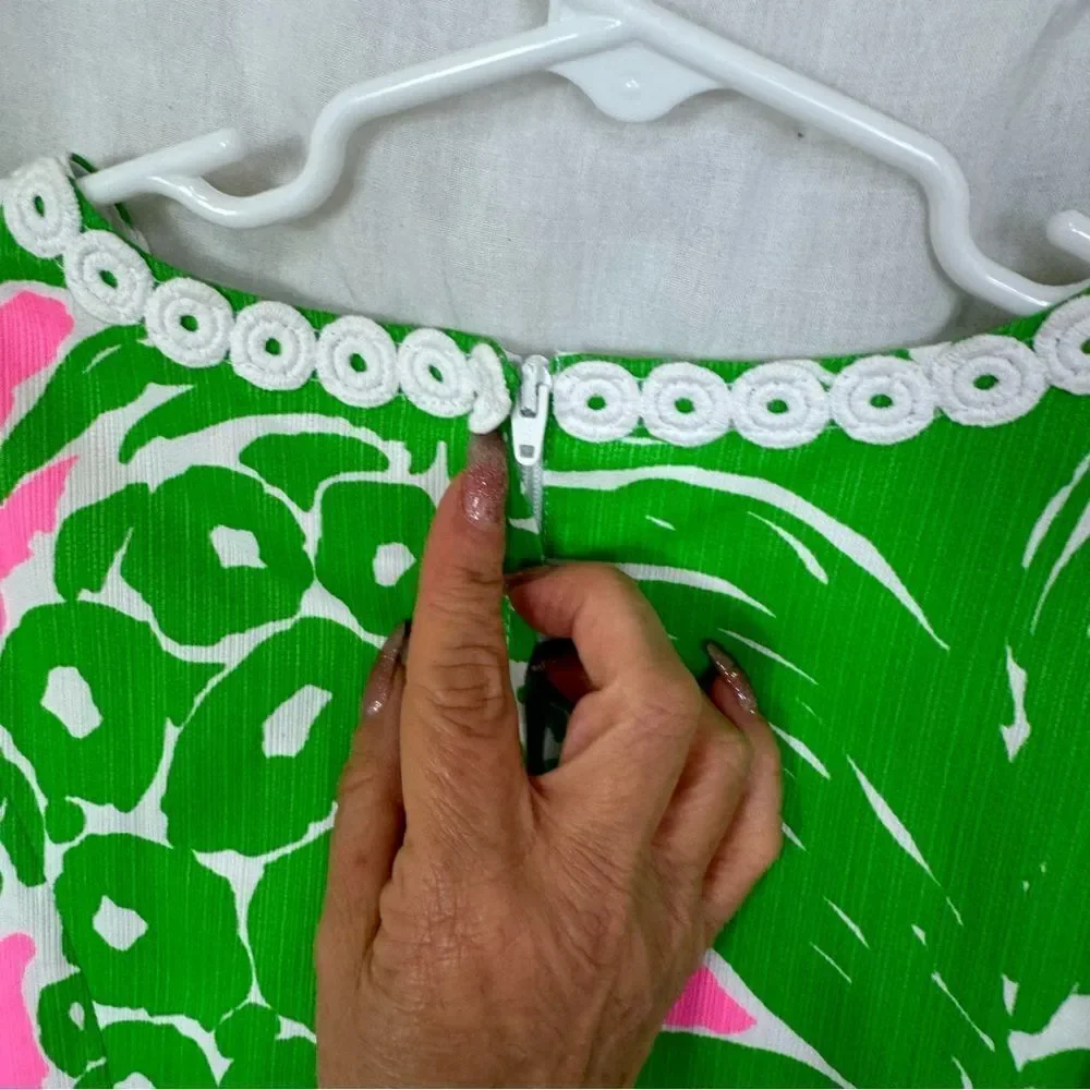 NEW Lilly Pulitzer Mila Pineapple Print Green Pink 100% Cotton Shift Dress 8